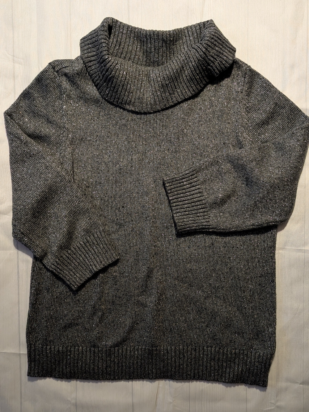 Charcoal Marled Cowl Neck Sweater Size Petite Large - Picture 2 of 13